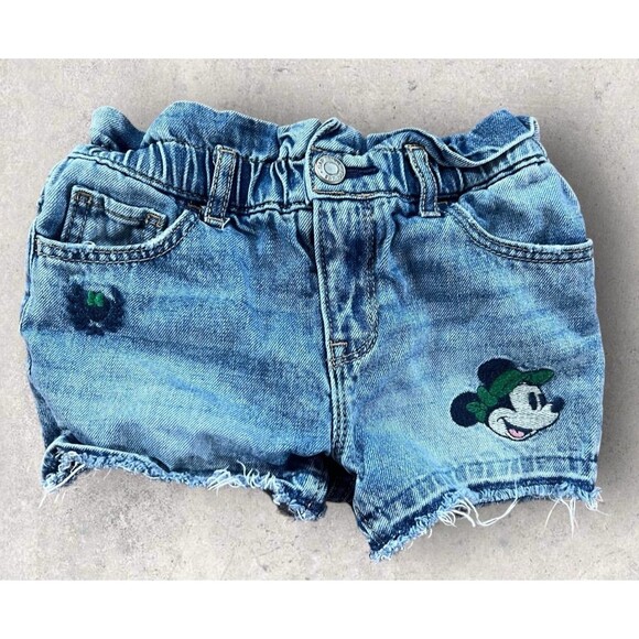 Gap x Disney Girls Size 4 Just Like MOM Stretch Waist Minnie Mouse Denim Shorts - Picture 1 of 3